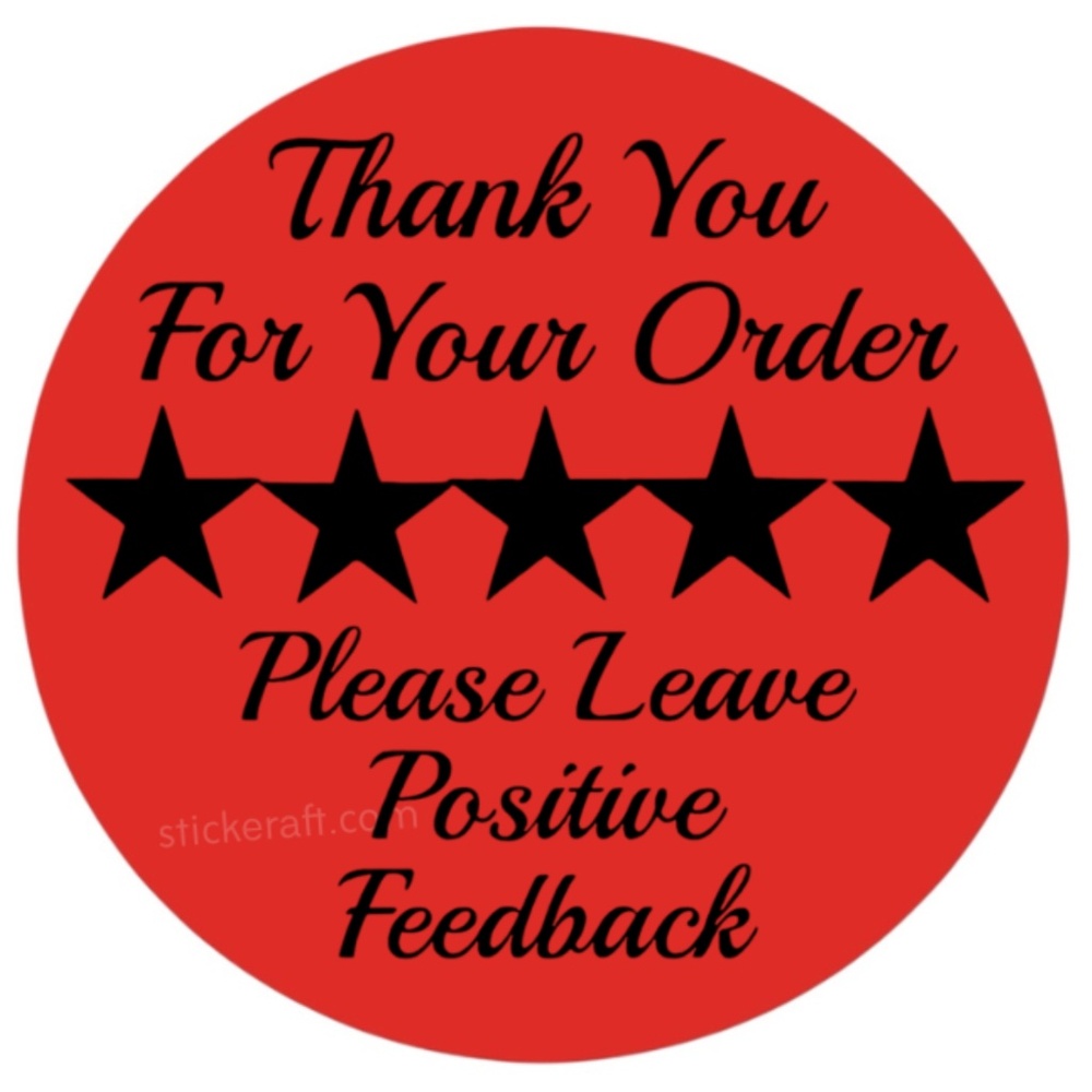 Thank You Stickers Positive Feedback Labels 5 Star Review Packaging - Picture 9 of 15